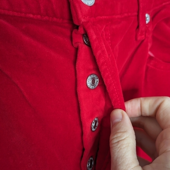RE/DONE Cropped High-rise Stretch-velvet Skinny Pants In Red Size 30 - Picture 3 of 11